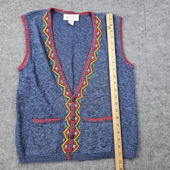 Vintage Petite Sophisticate Sweater Vest Womens Small Aztec Knit Southwestern 90 - Picture 4 of 5